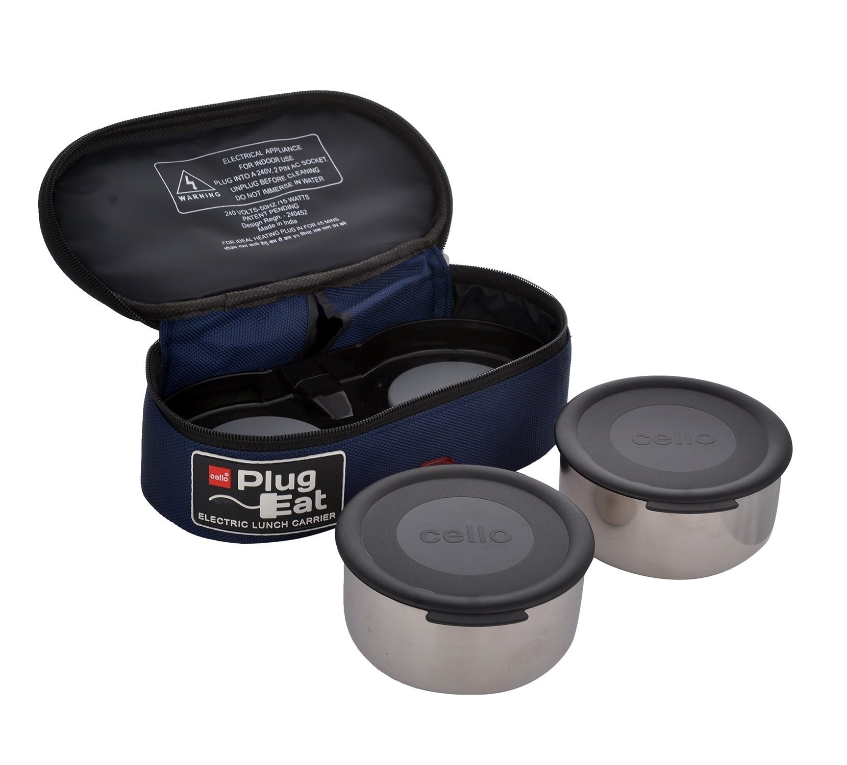 Cello Proton 2 Electric Stainless Steel Lunch Box (Blue)
